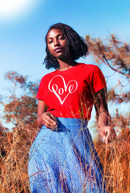 Heart-Shaped Love T-Shirt in Red