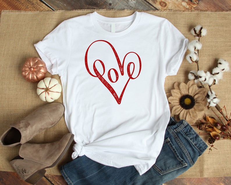 Heart-Shaped Love T-Shirt in White - Unisex