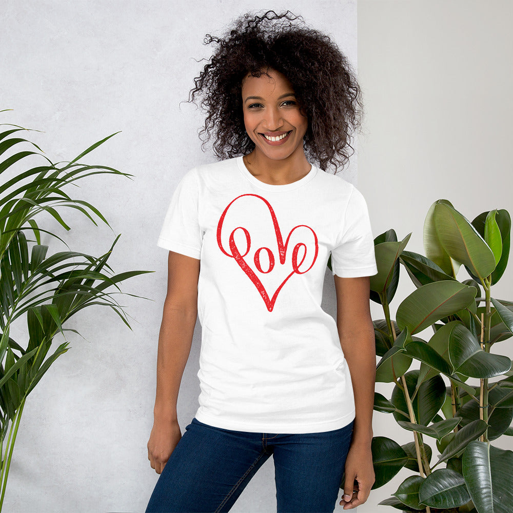 Heart-Shaped Love T-Shirt in White - Unisex